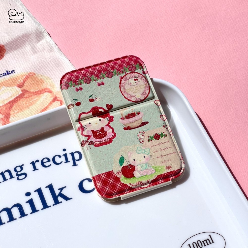Gương gập bọc da Hello Kitty