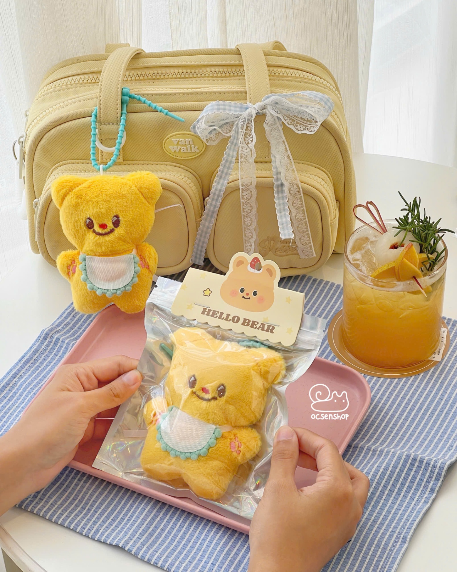 Móc khóa bông Cheese bear (9x11,5cm)