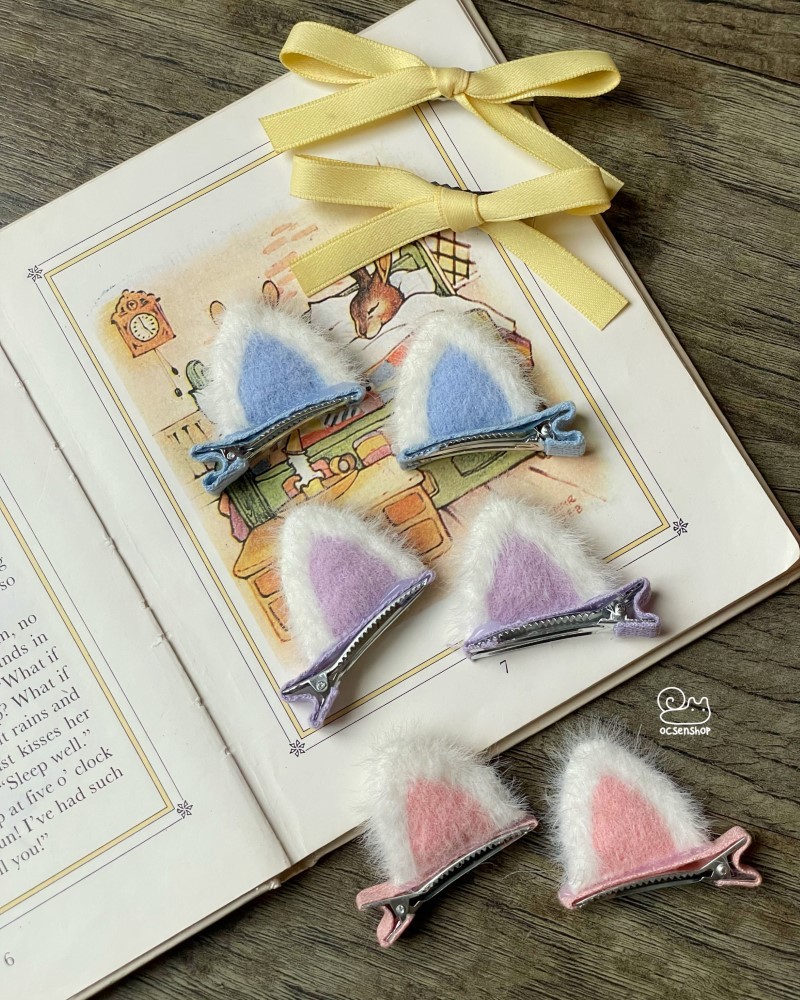 Set kẹp tóc Tai mèo bông (2c)