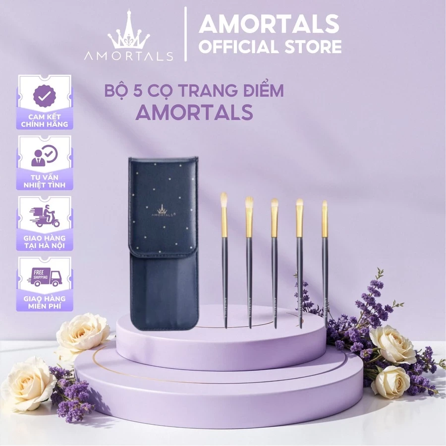 Bộ cọ trang điểm Amortals (5c + một túi đựng)