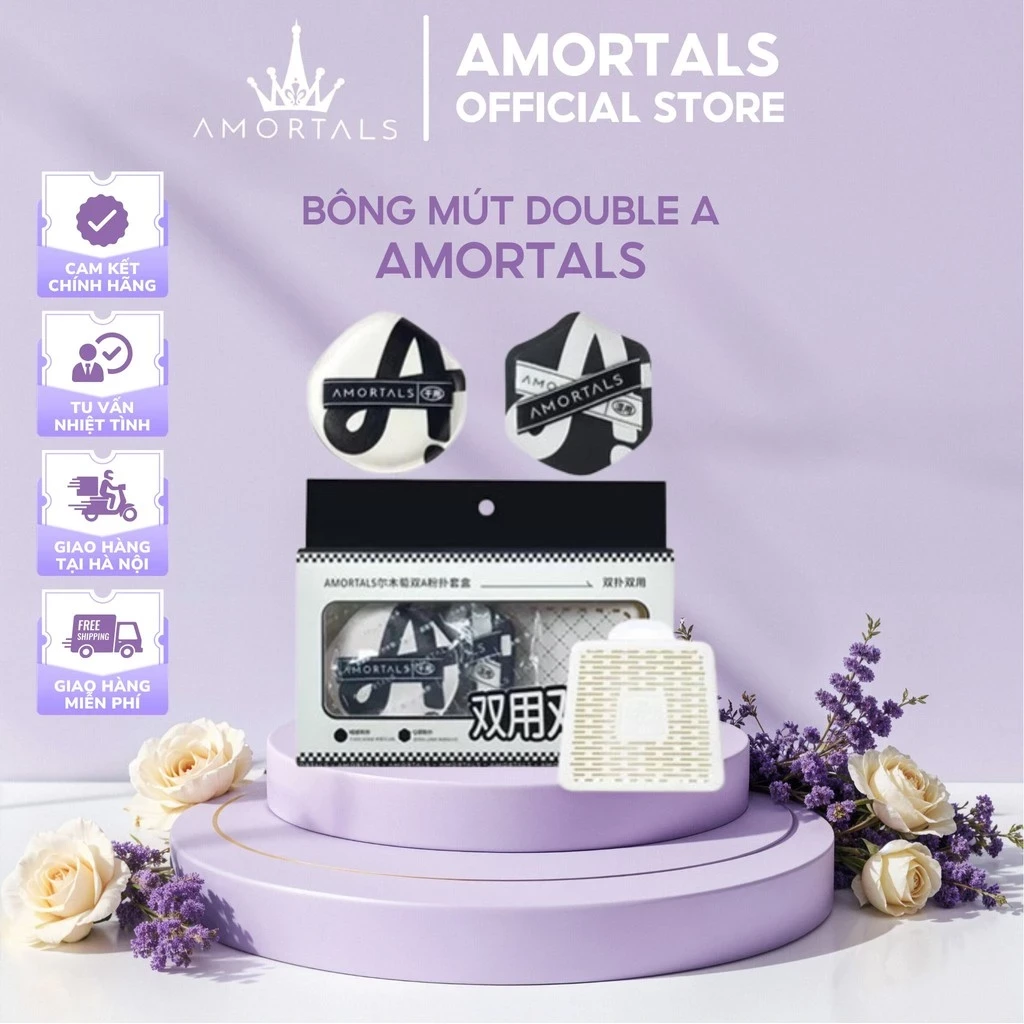 Bộ mút phấn Amortals Double A (2c + 1 hộp đựng)