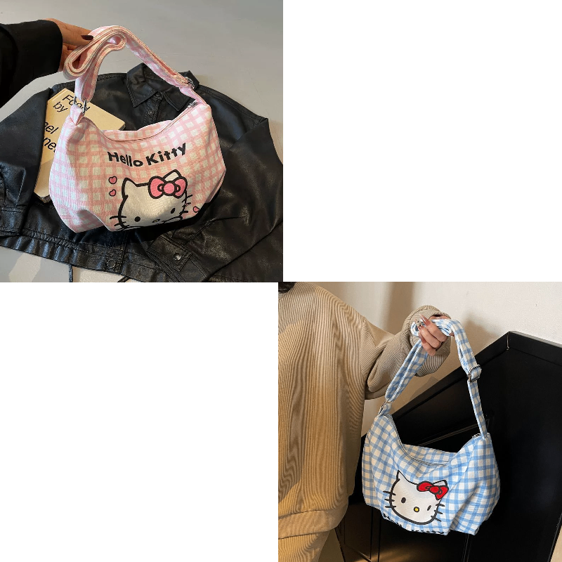 Túi đeo chéo Hello Kitty kẻ ô