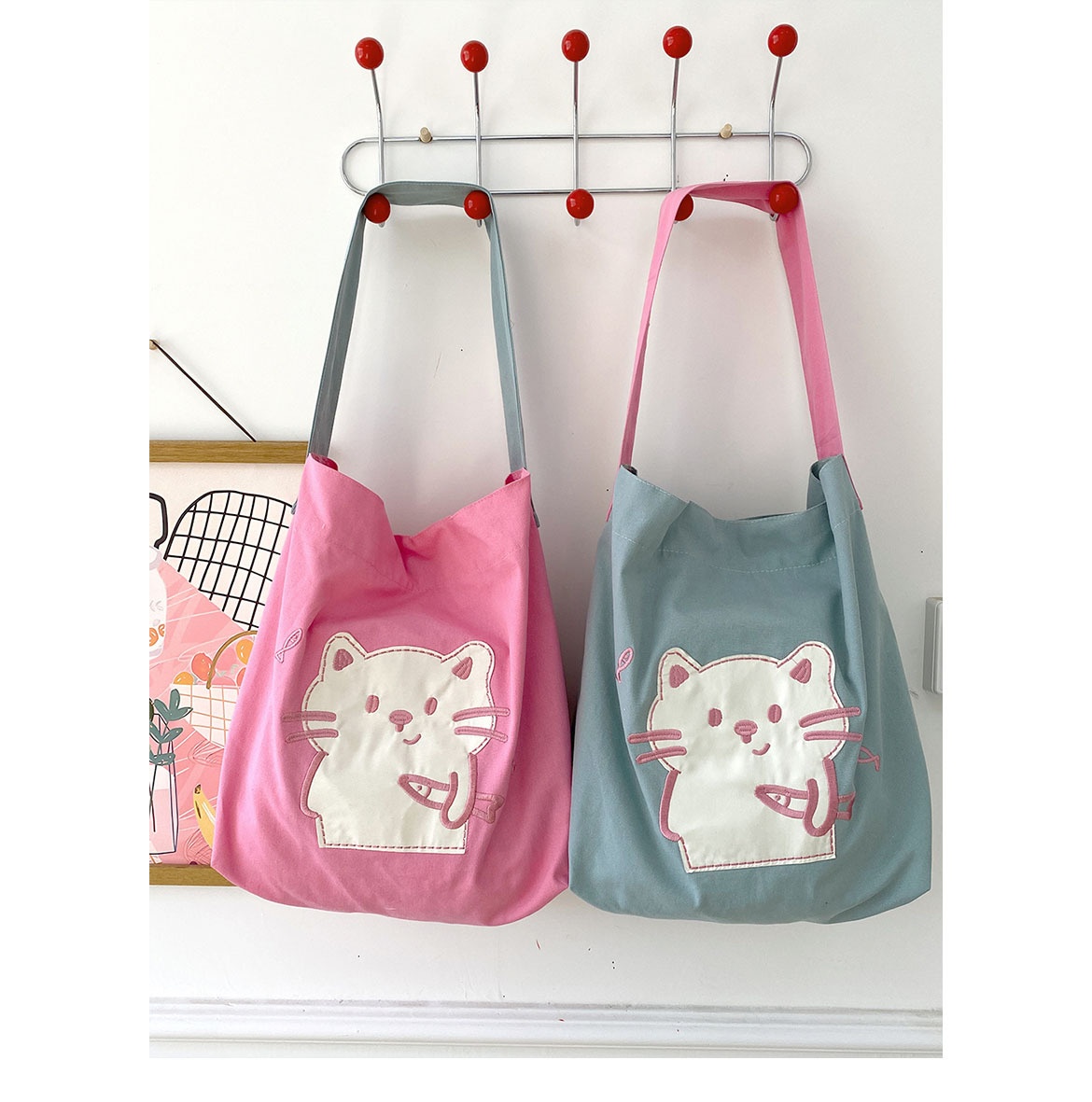Totebag thêu hình mèo