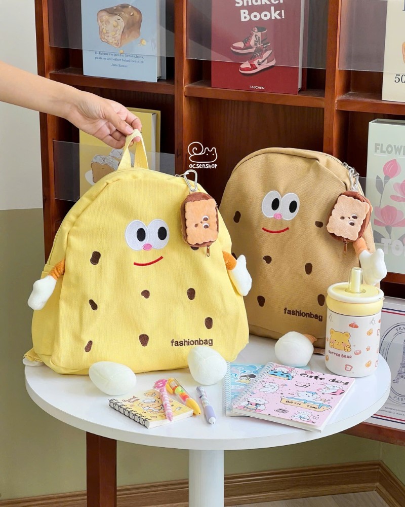Balo vải Bánh quy kèm móc khóa