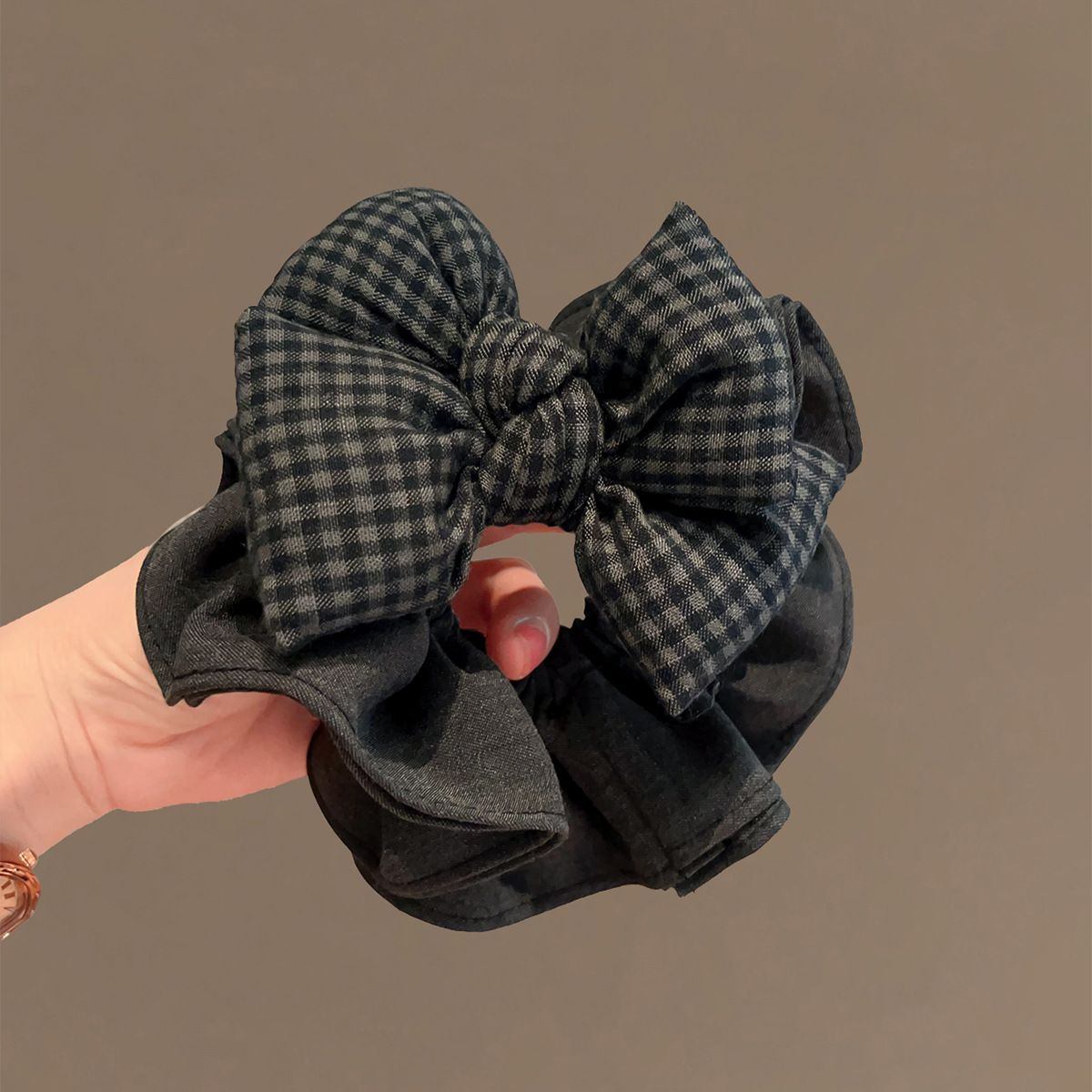 Scrunchie Nơ buộc kẻ ô