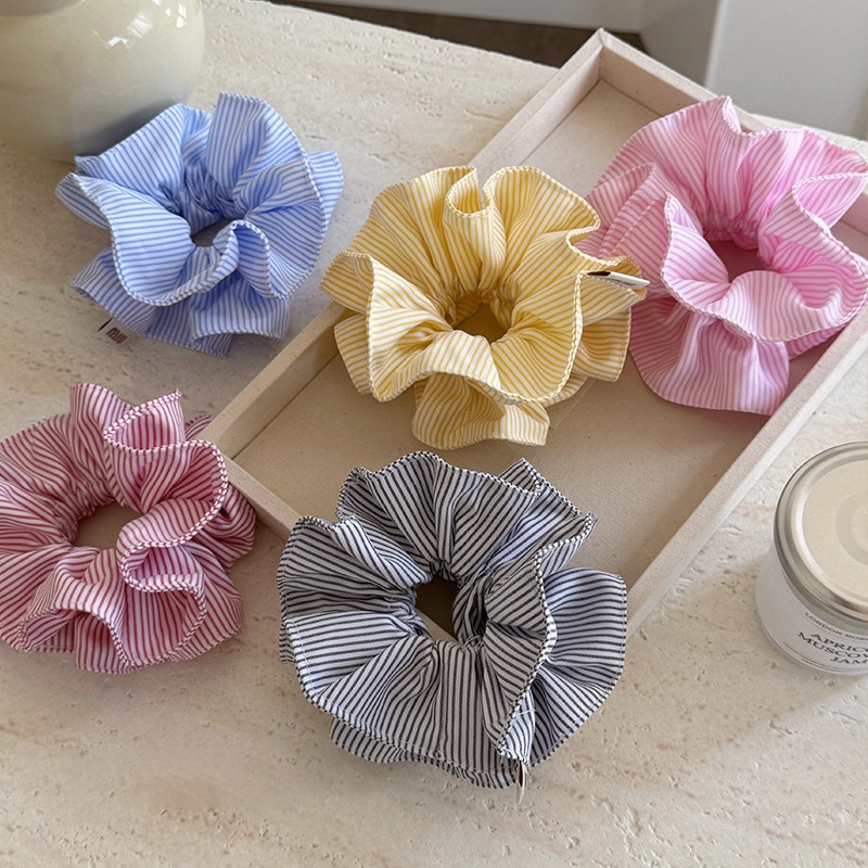 Scrunchie kẻ sọc trơn màu (2 lớp)