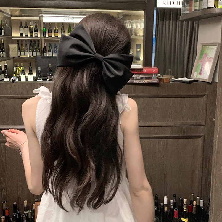 Kẹp tóc Nơ lụa đen bản to