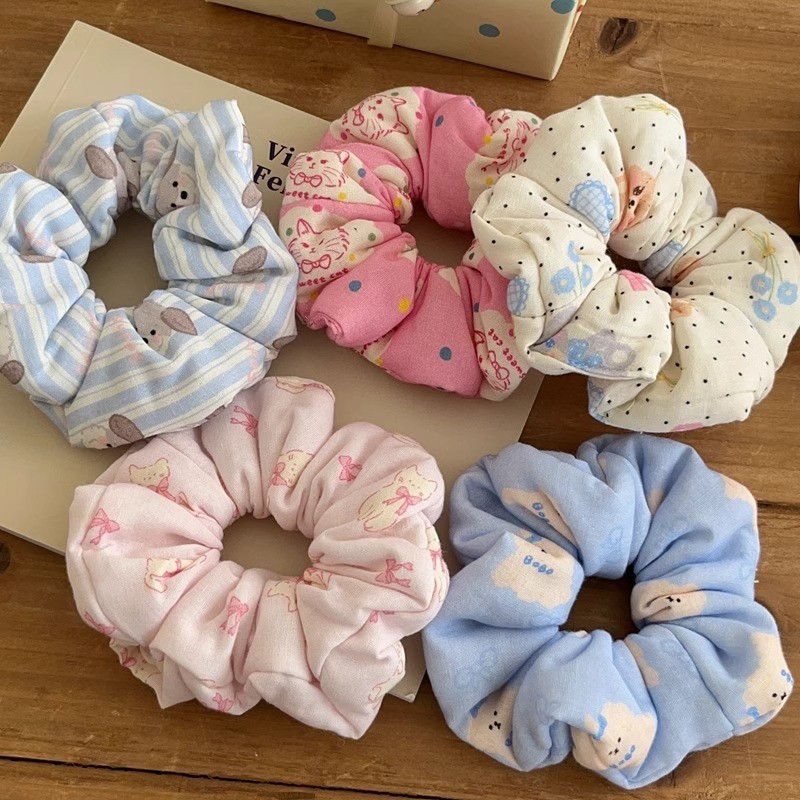 Scrunchie phồng họa tiết