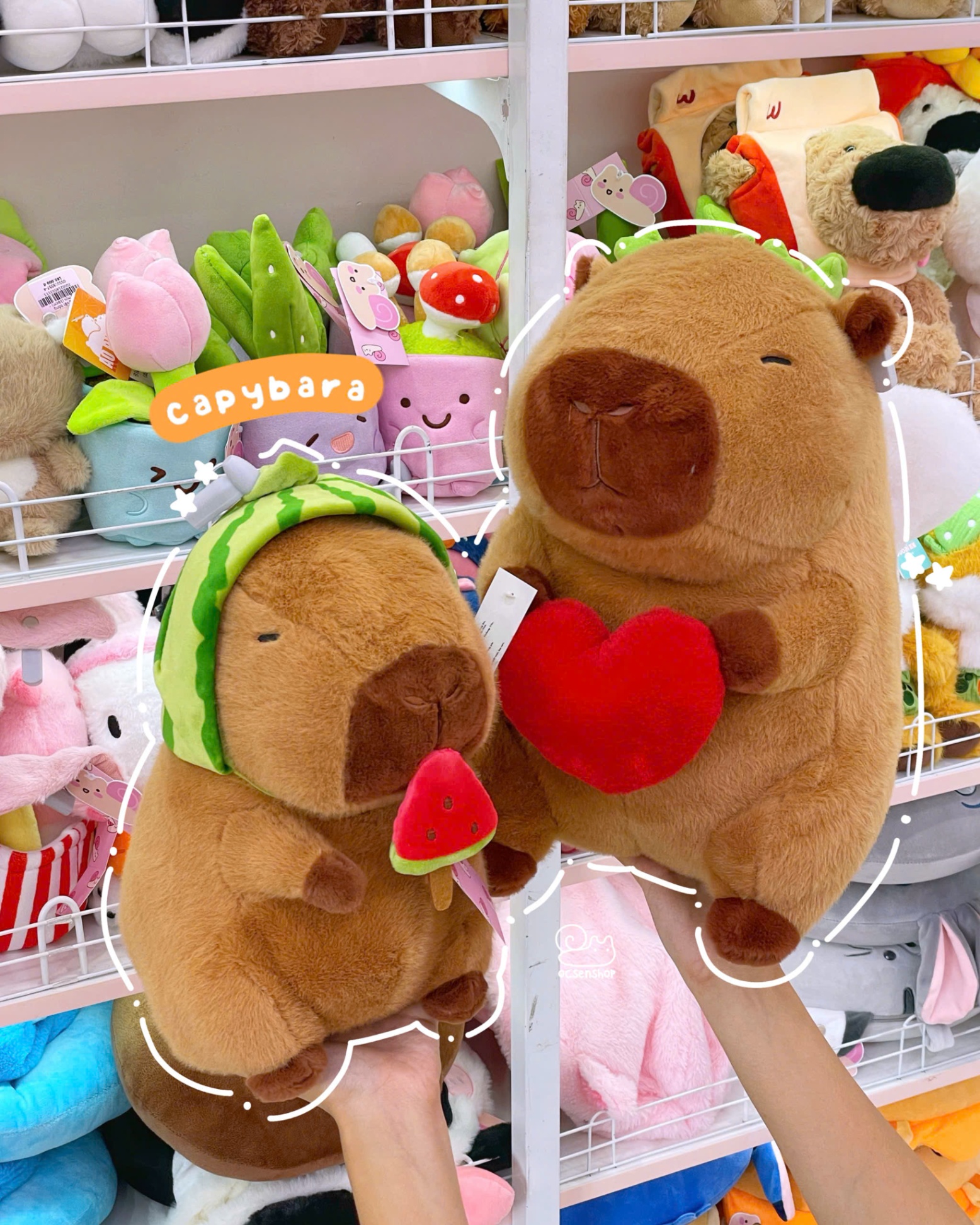 Capybara bông cầm dưa hấu