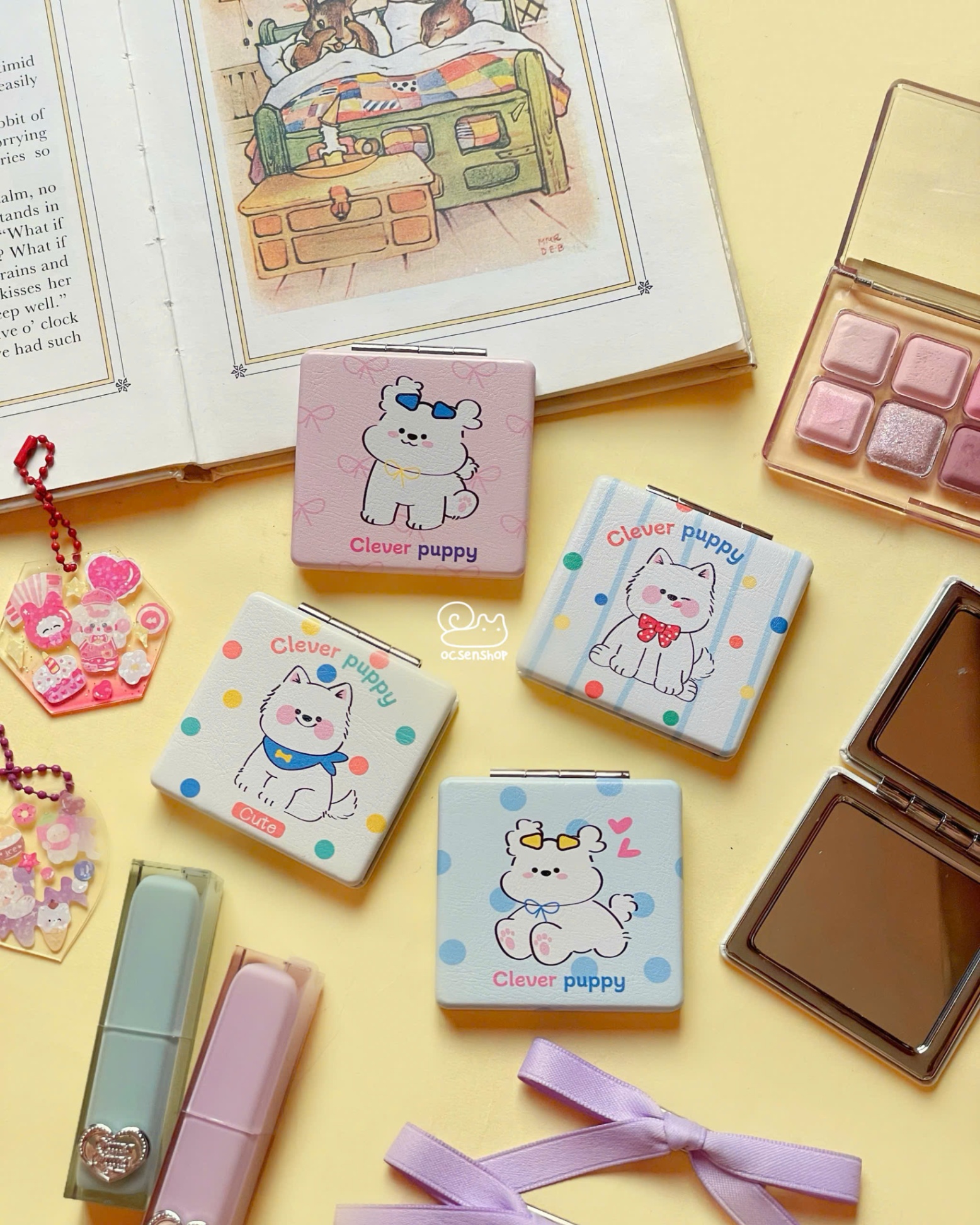 Gương gập vuông 2 mặt Clever puppy