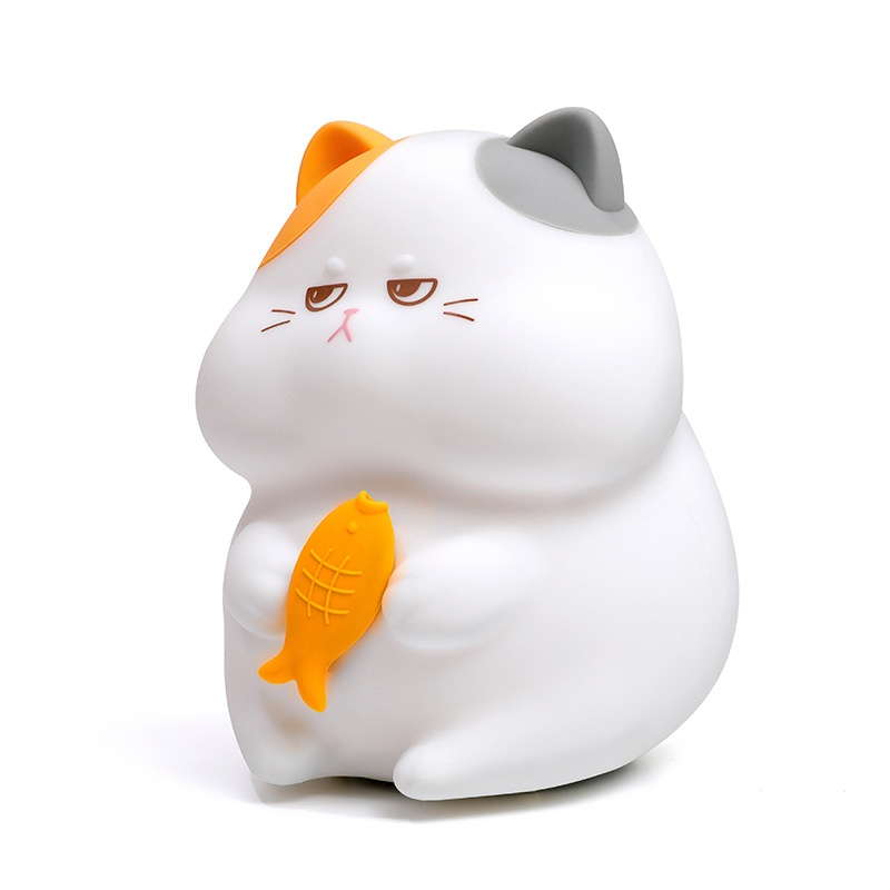 Đèn ngủ silicon Mèo tam thể ôm cá