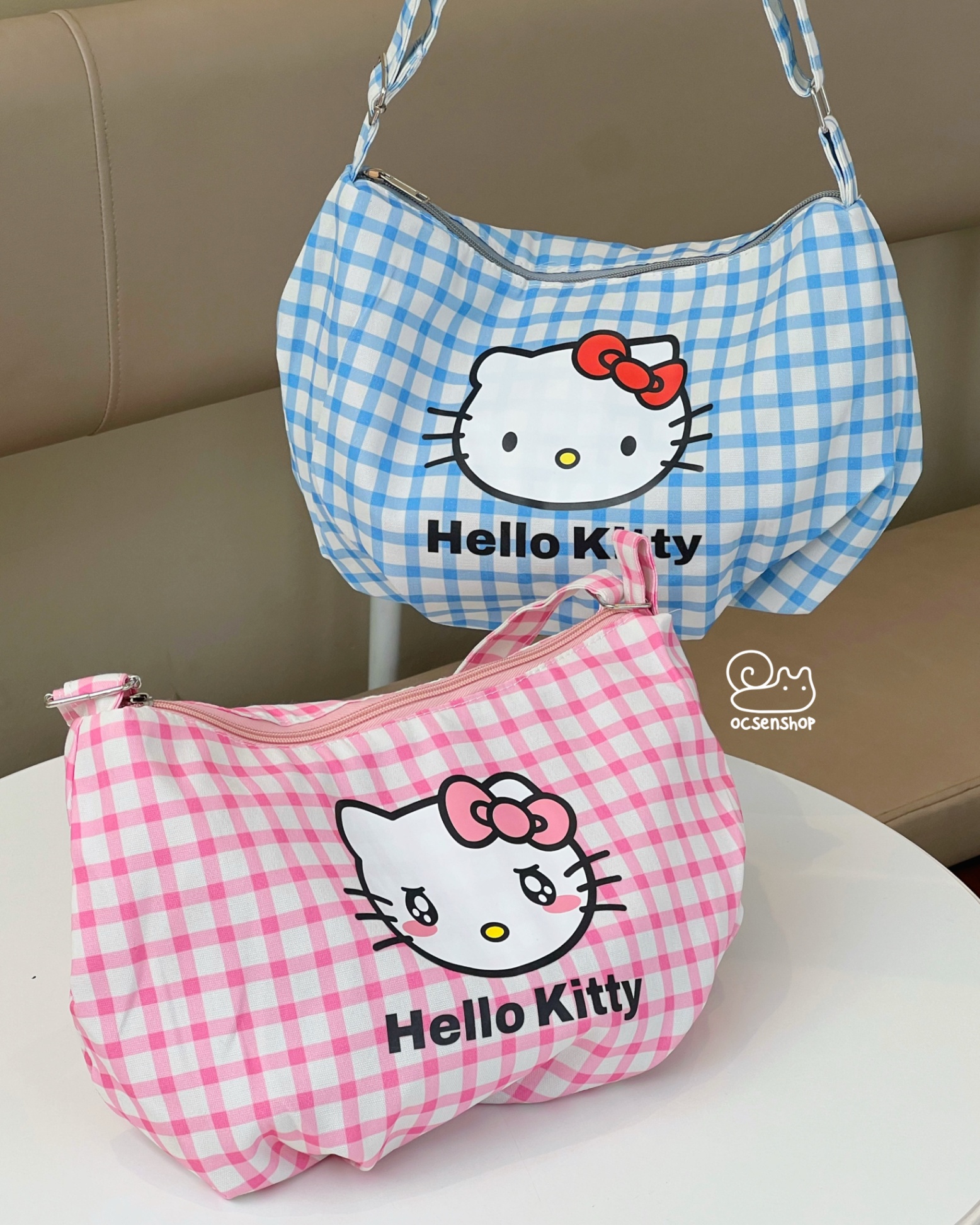 Túi đeo chéo Hello Kitty kẻ ô