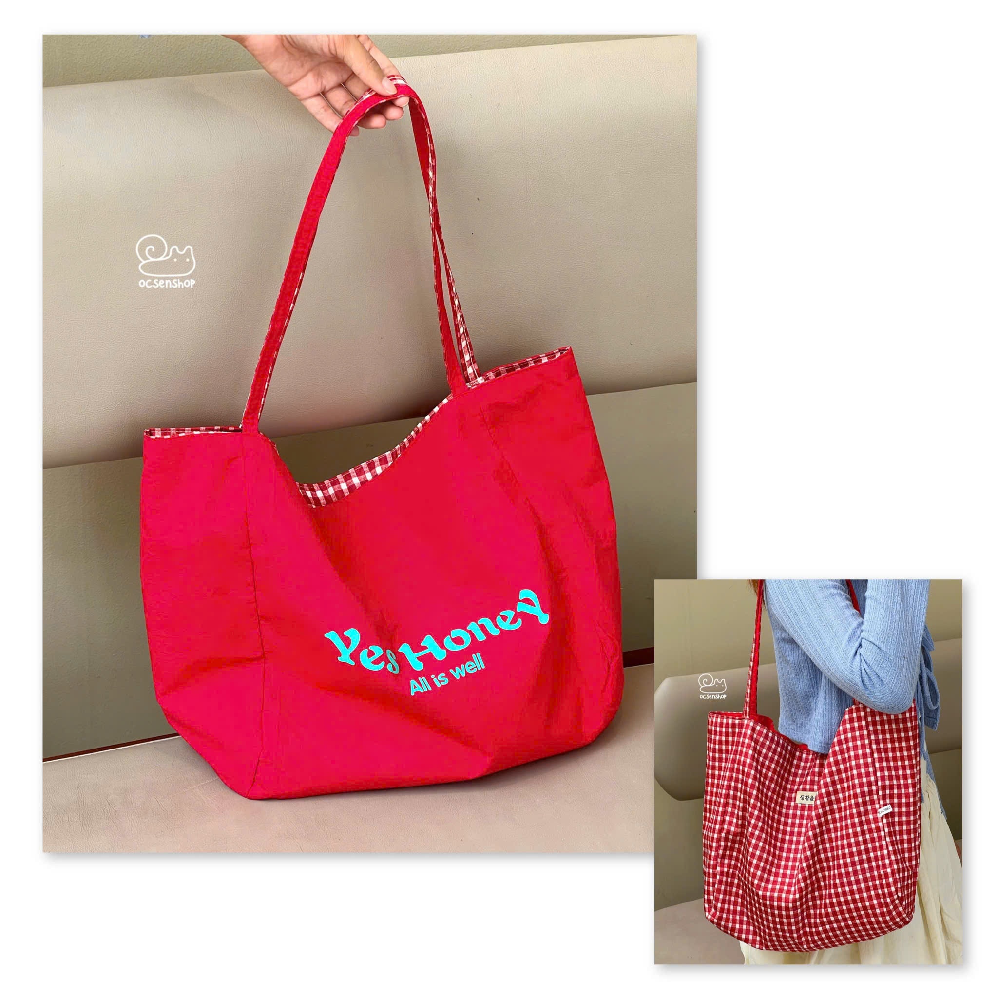 Totebag Yes honey all is well 2 mặt