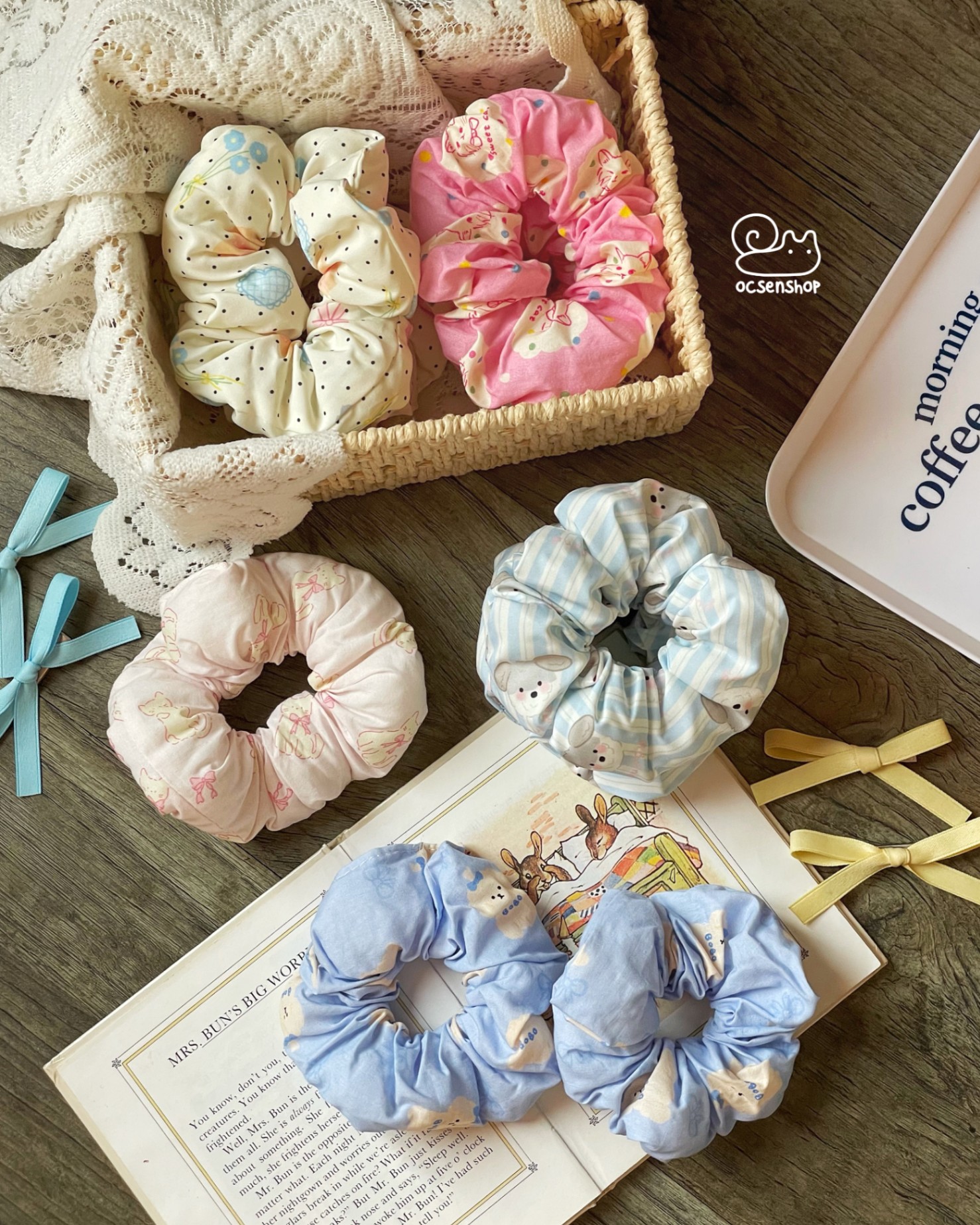 Scrunchie phồng họa tiết