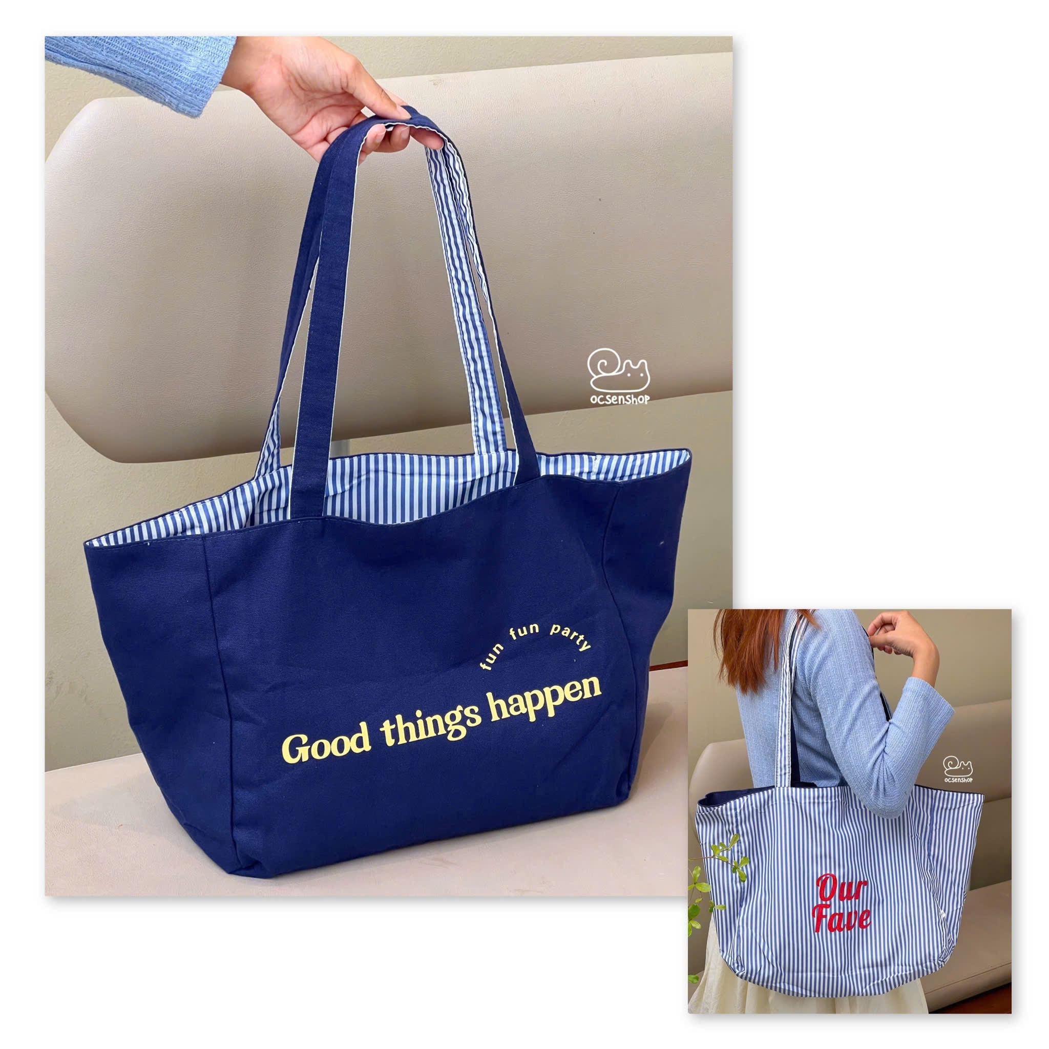 Totebag Good things happen 2 mặt