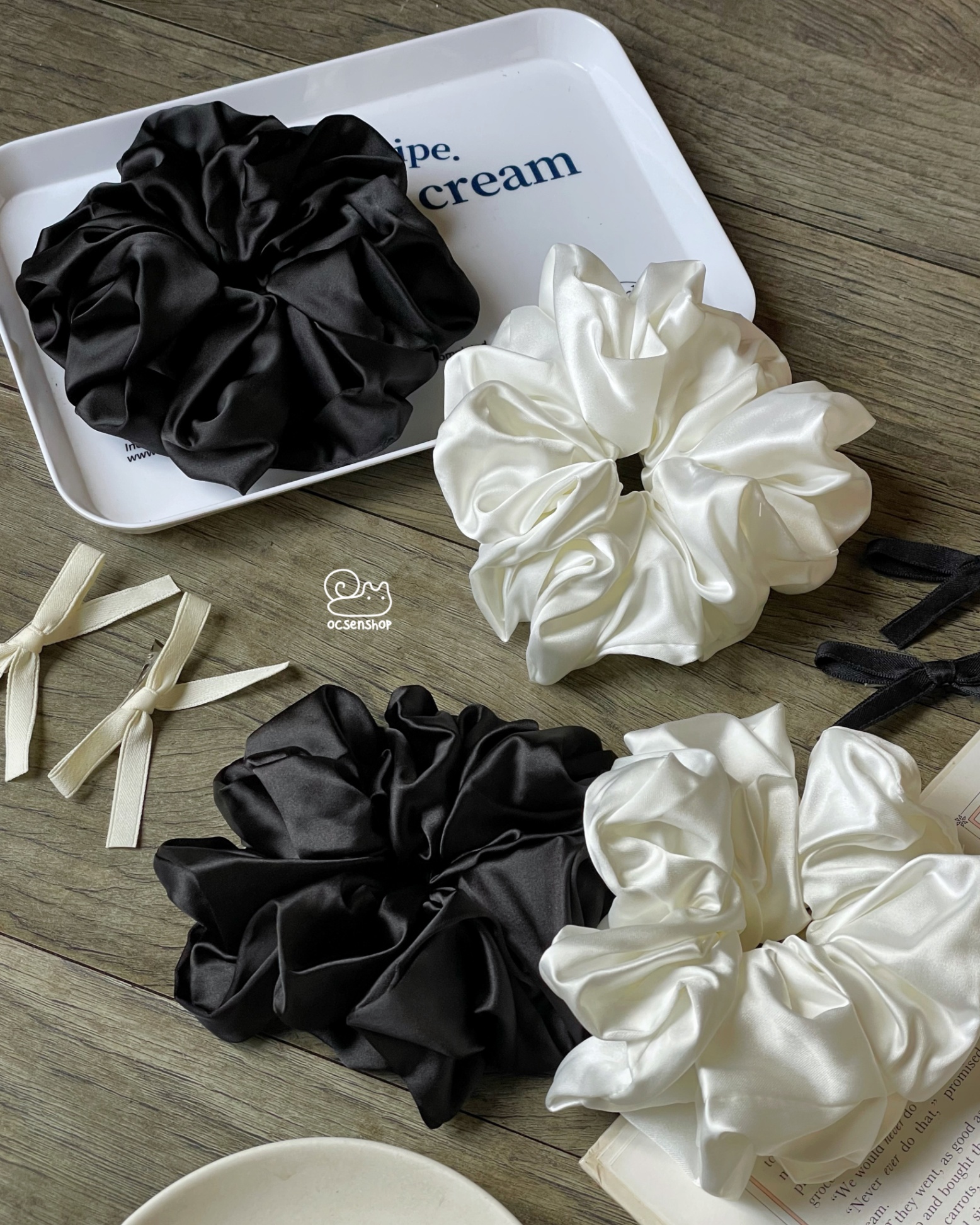 Scrunchie lụa trơn màu (bản to)