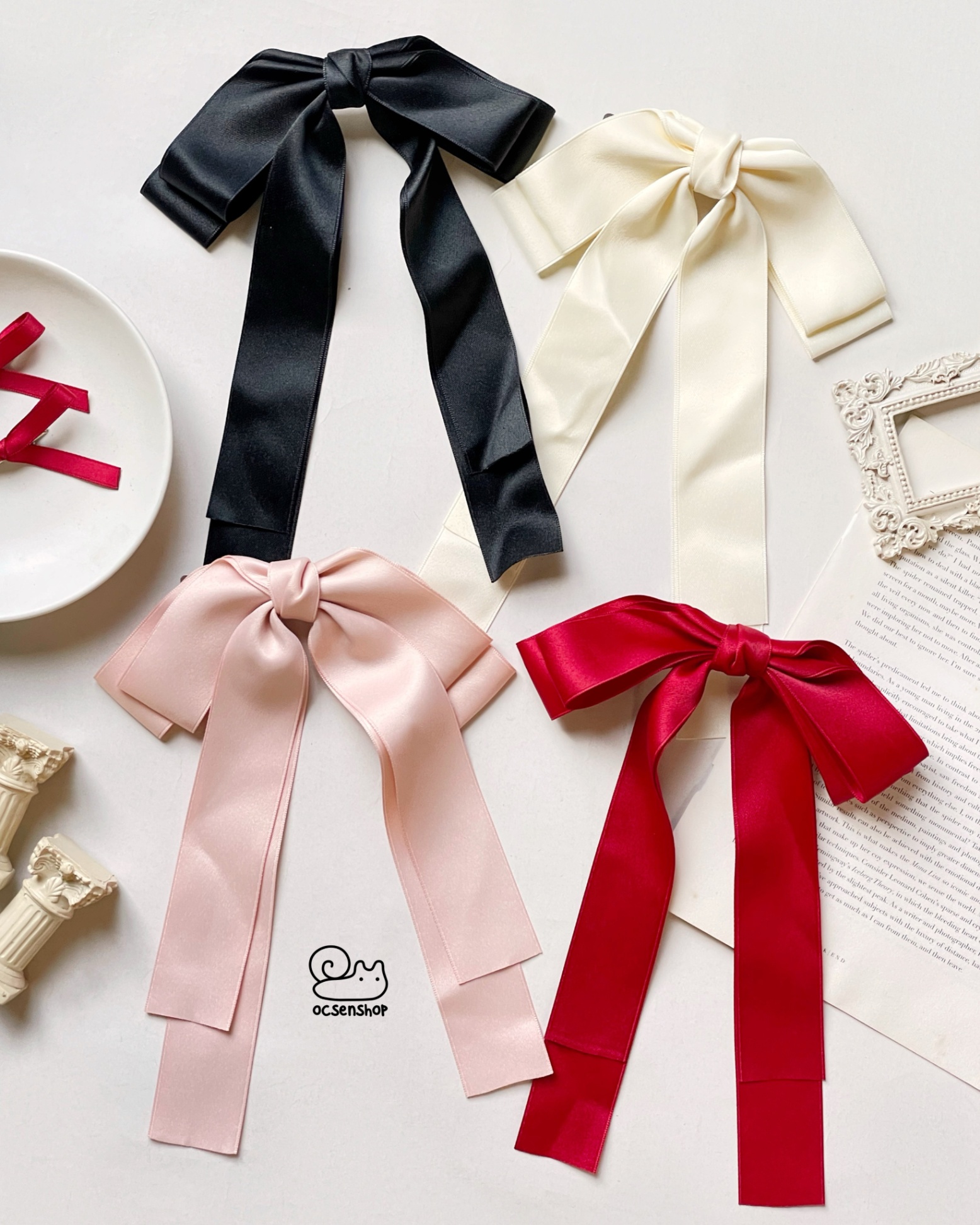 Kẹp tóc Nơ lụa (kẹp bấm)