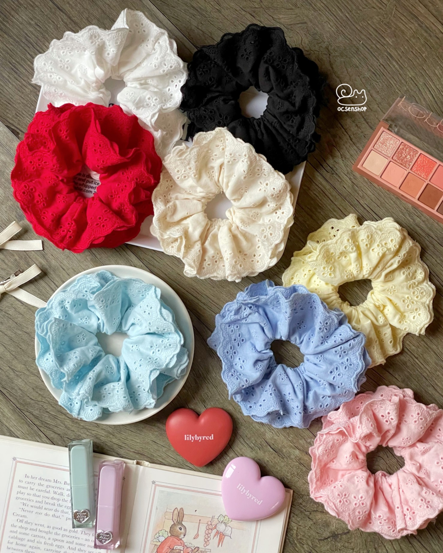 Scrunchie ren họa tiết hoa 4 cánh (4 lớp)