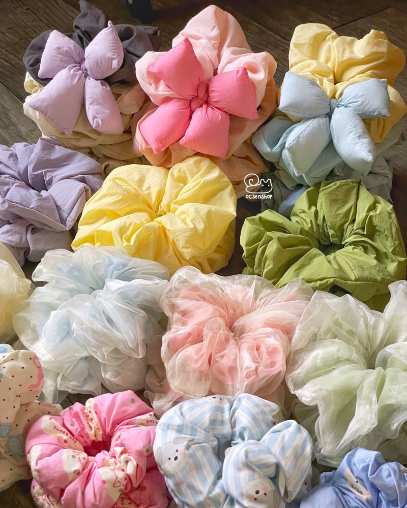Scrunchie trơn màu vải cotton (bản to)