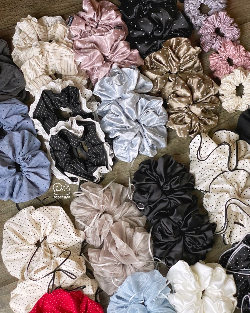 Scrunchie voan đính nơ ruy băng