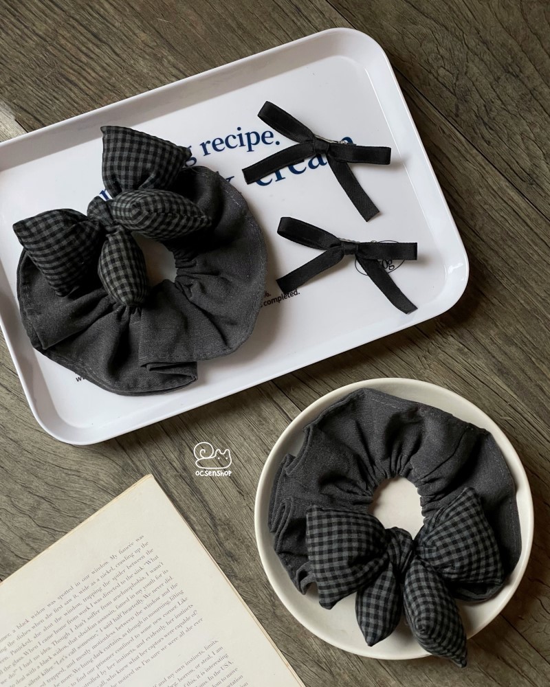 Scrunchie Nơ buộc kẻ ô