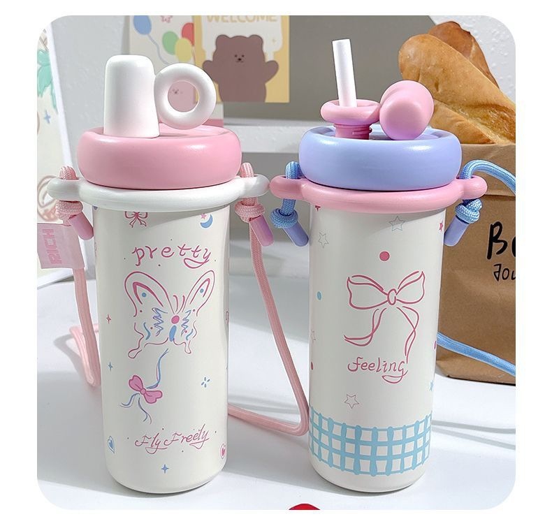 Bình giữ nhiệt 2 màu kèm dây đeo (600ml)