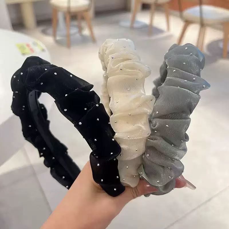 Bờm vải voan nhún đính đá