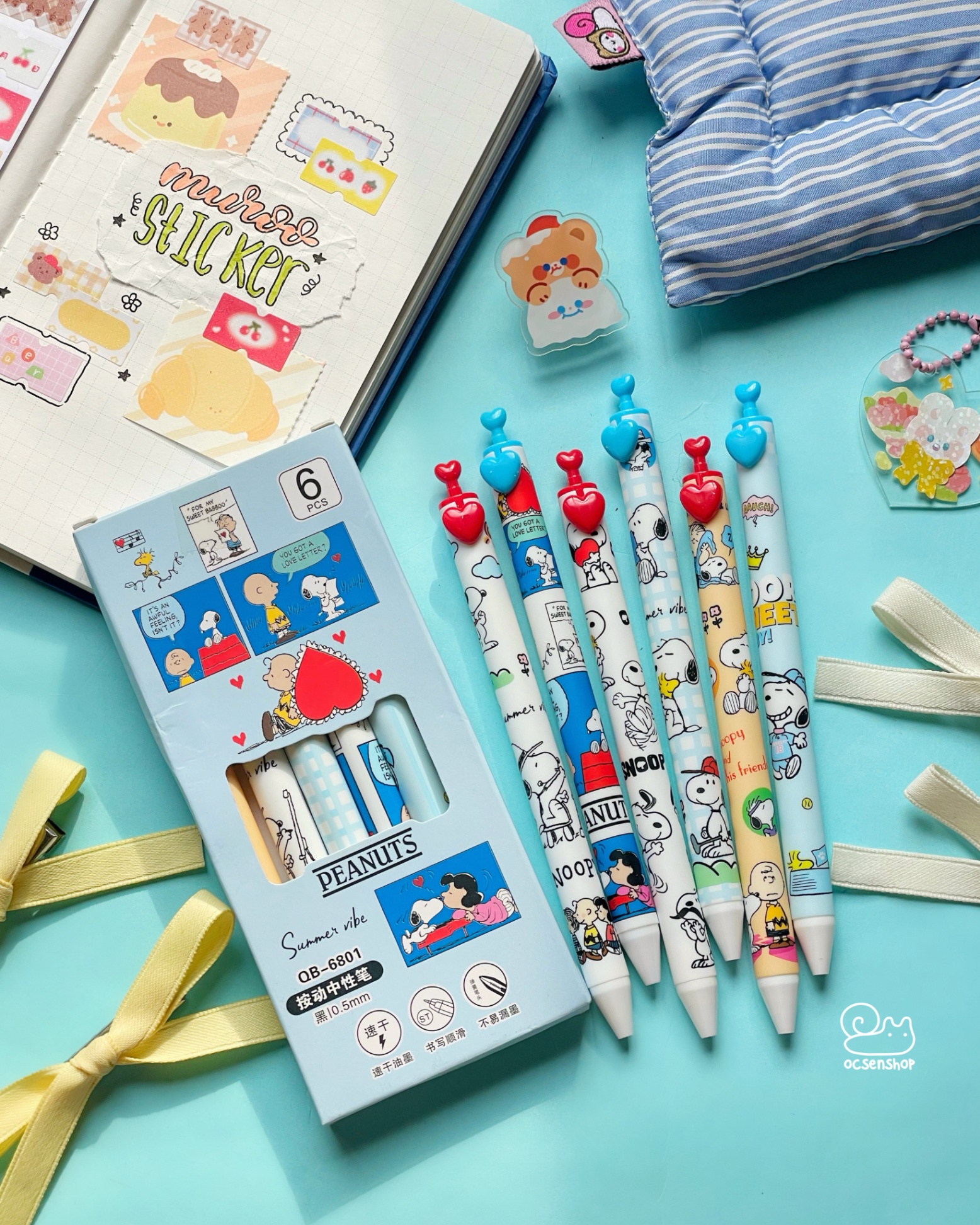 Set bút bi Snoopy (6c)(0,5mm)