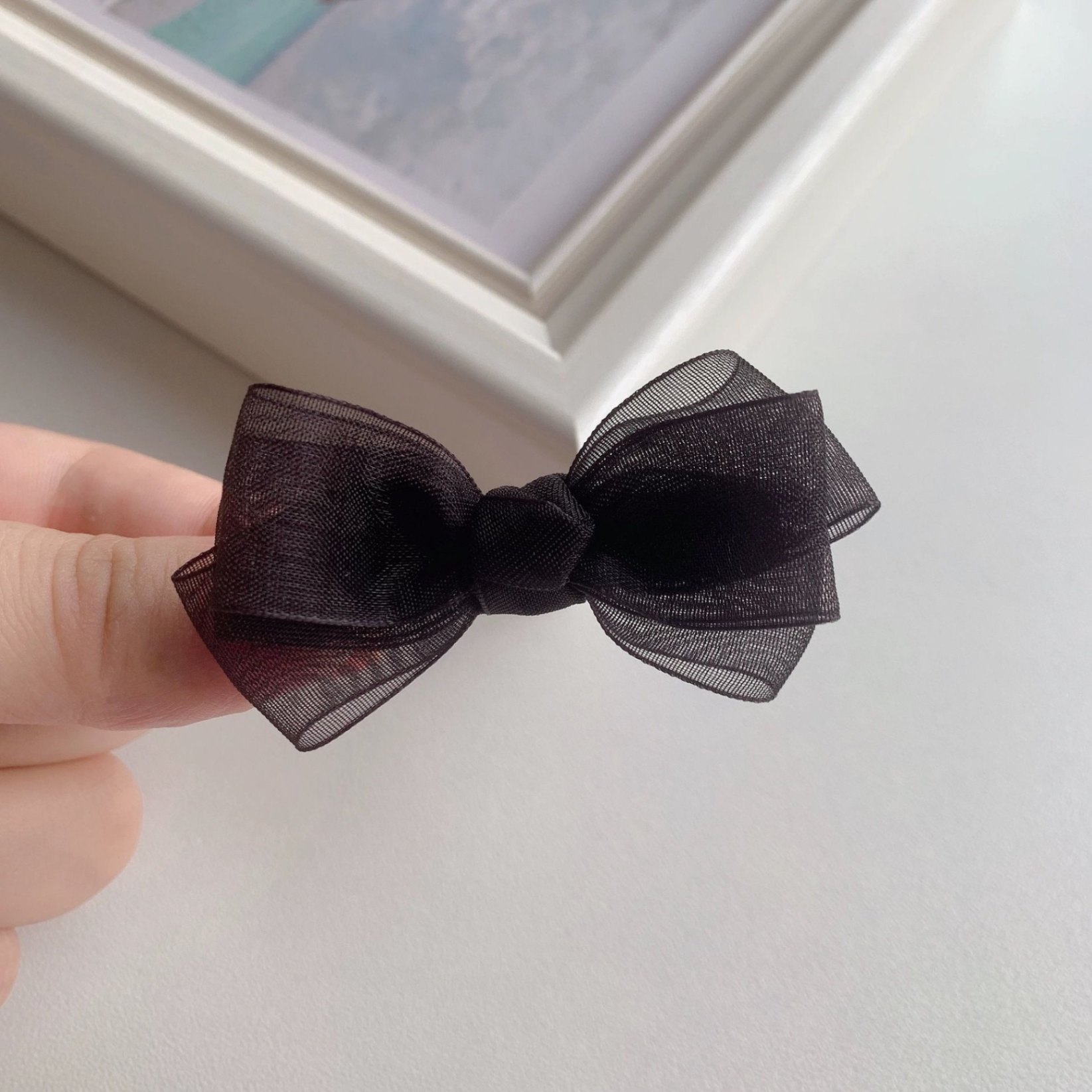 Kẹp tóc Nơ kép vải lưới