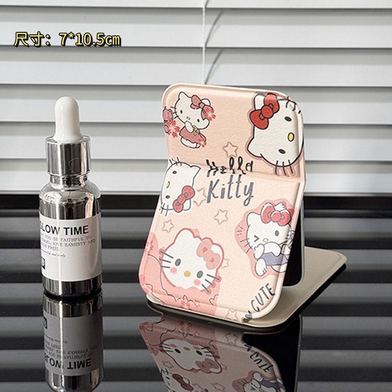 Gương gập bọc da Hello Kitty ( 10,5x7cm)