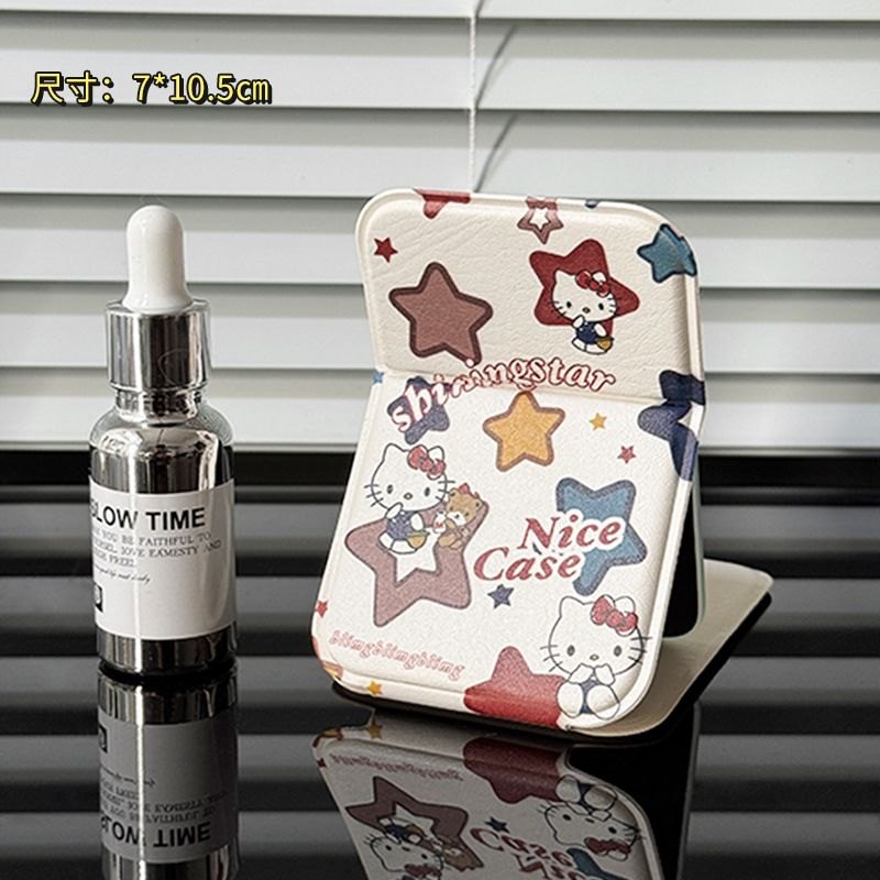 Gương gập bọc da Hello Kitty ( 10,5x7cm)