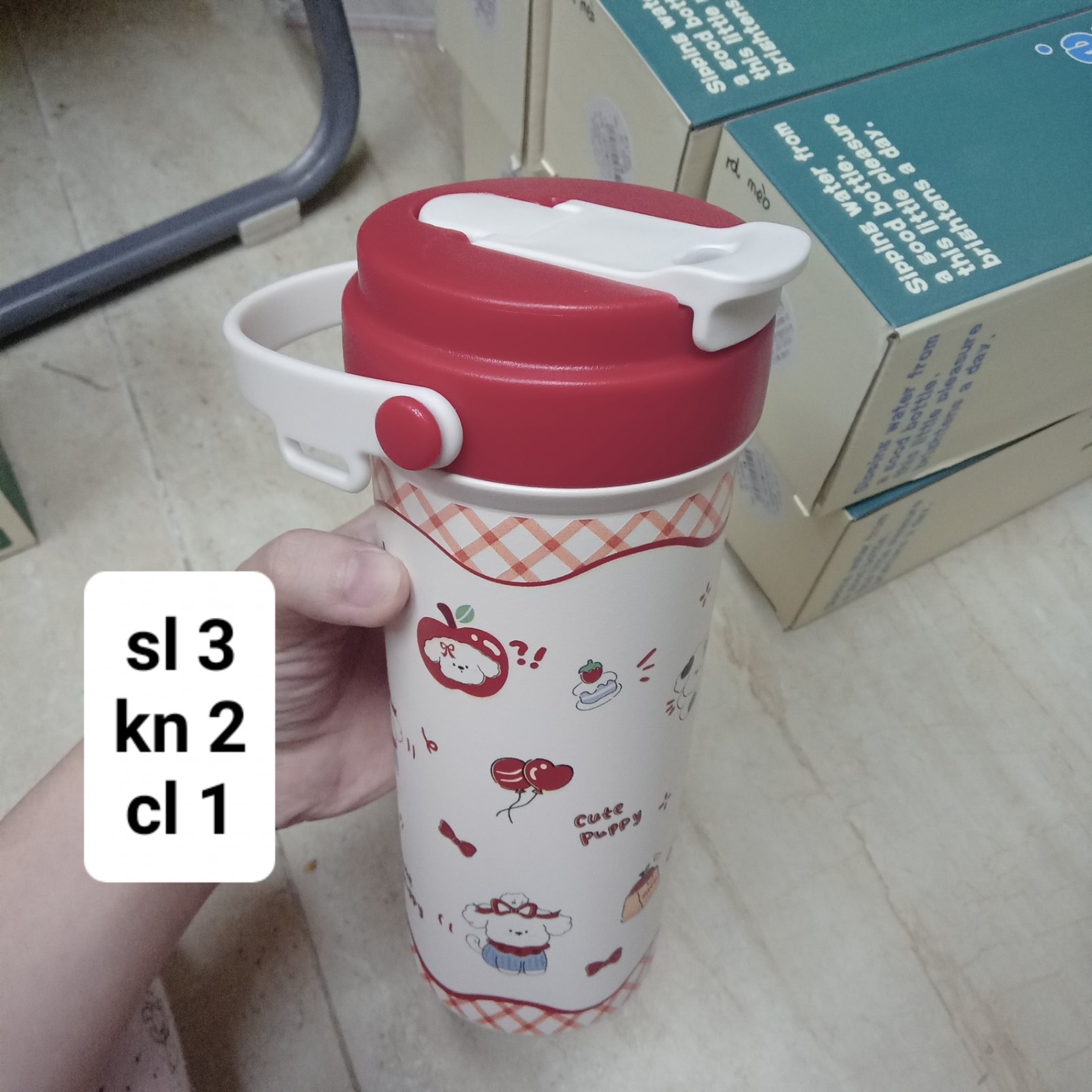 Bình giữ nhiệt Động vật và táo (600ml)