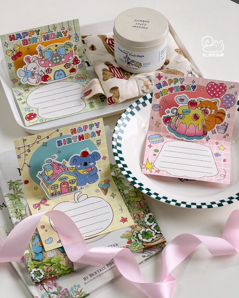 Thiệp 3D Động vật happy birthday (11x8cm)