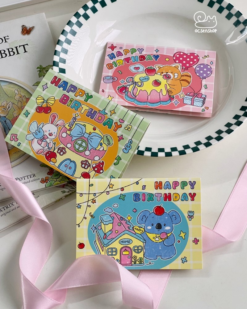 Thiệp 3D Động vật happy birthday (11x8cm)