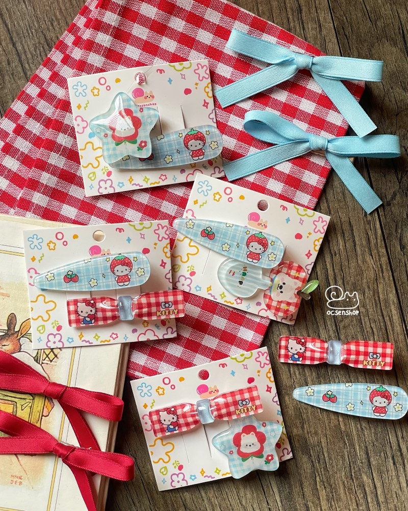 Set kẹp tóc Hello Kitty và Cún nhiều hình (2c)(mix màu)