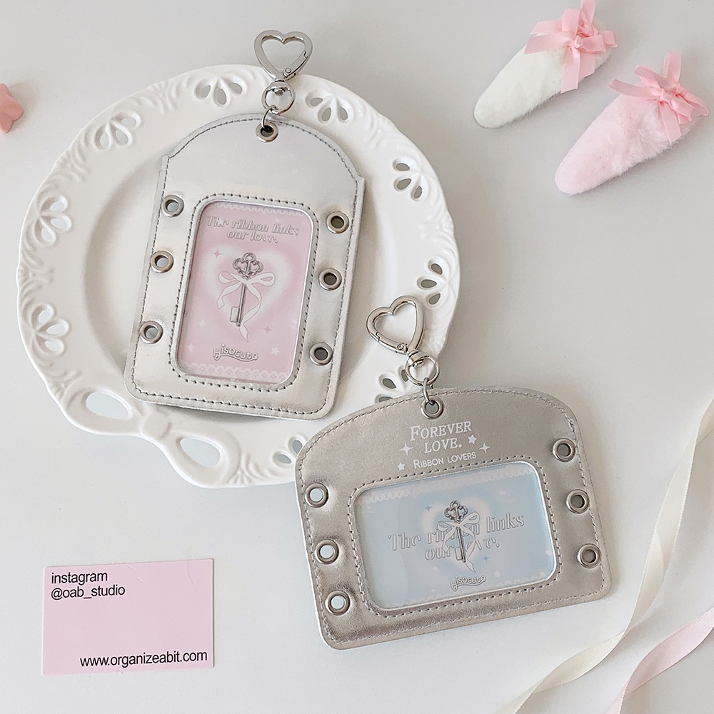 Card holder bạc Forever Love kèm móc