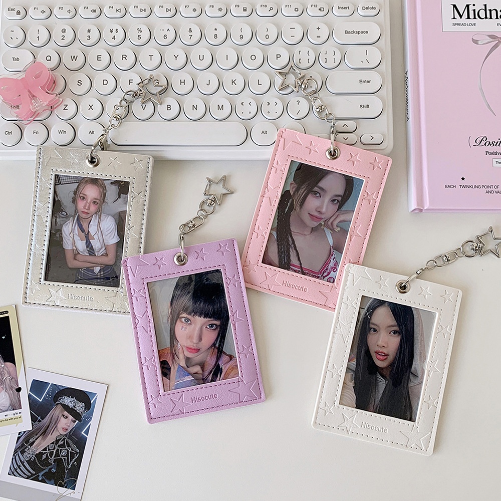 Card holder da nền sao Hisocute kèm móc