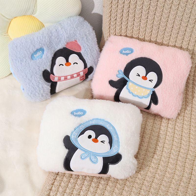 Túi chườm điện lông xù Chim cánh cụt hello