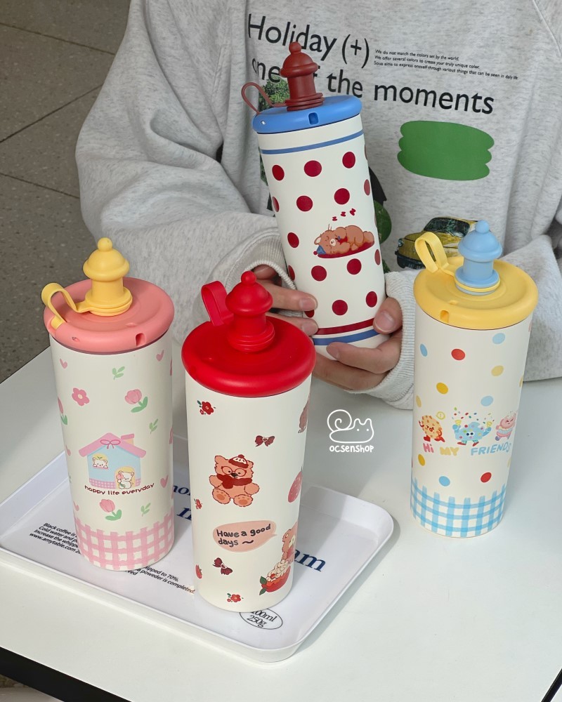 Bình giữ nhiệt nắp màu kèm móc (700ml)