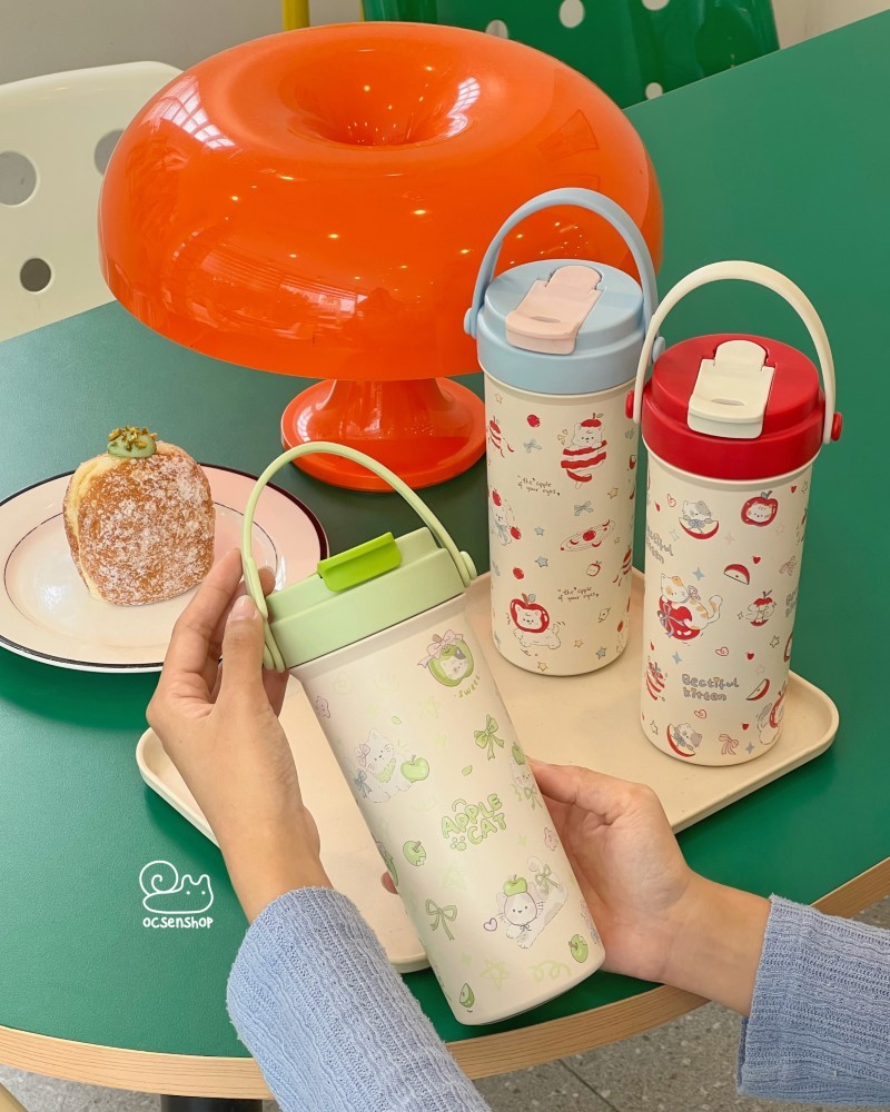 Bình giữ nhiệt Động vật và táo (600ml)