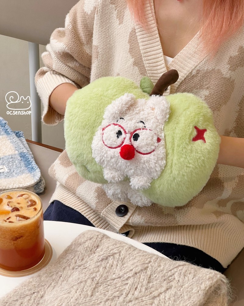 Túi chườm điện lông mịn Cún trắng và táo