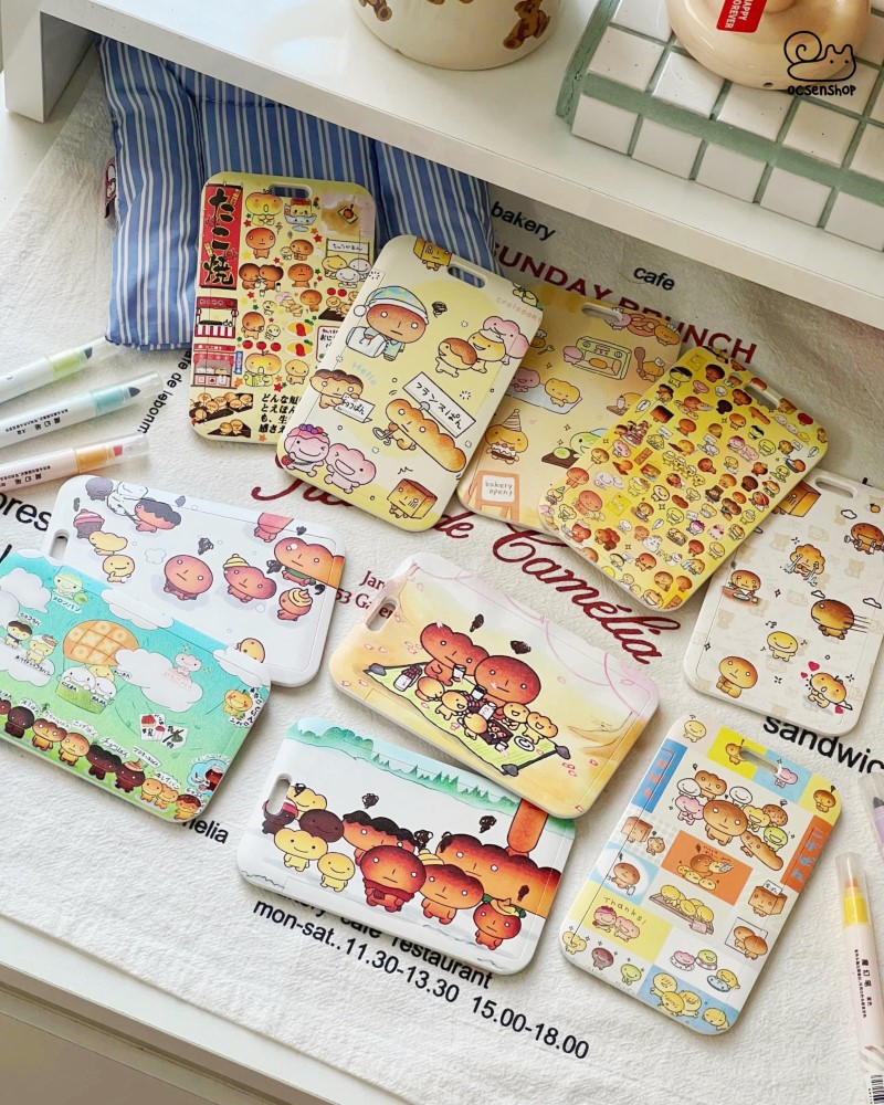 Card holder Bánh emoji kèm dây lò xo