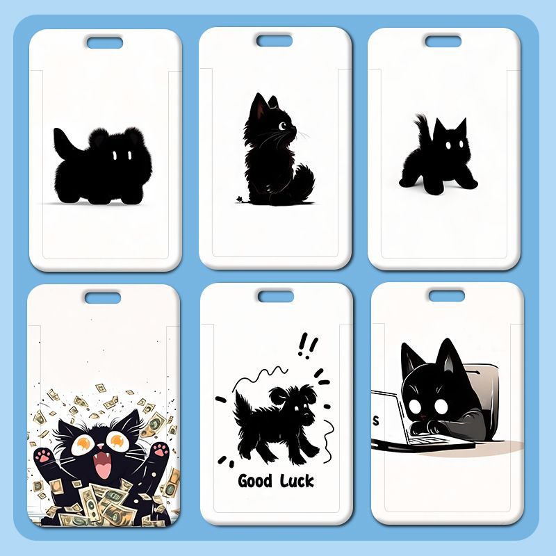 Card holder Mèo đen kèm dây lò xo