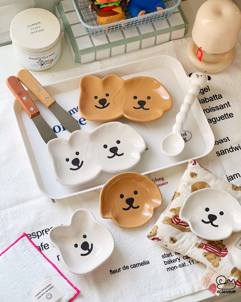 Đĩa sứ đựng gia vị mặt Gấu Cún