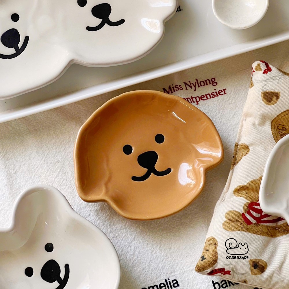 Đĩa sứ đựng gia vị mặt Gấu Cún