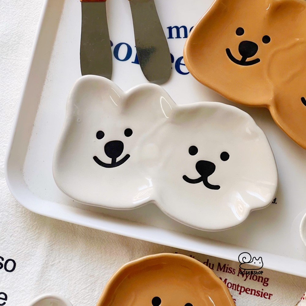 Đĩa sứ đựng gia vị mặt Gấu Cún