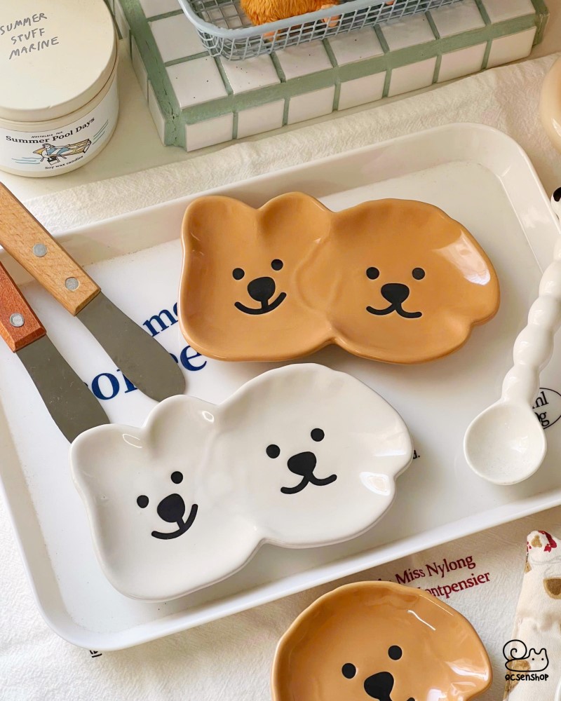 Đĩa sứ đựng gia vị mặt Gấu Cún