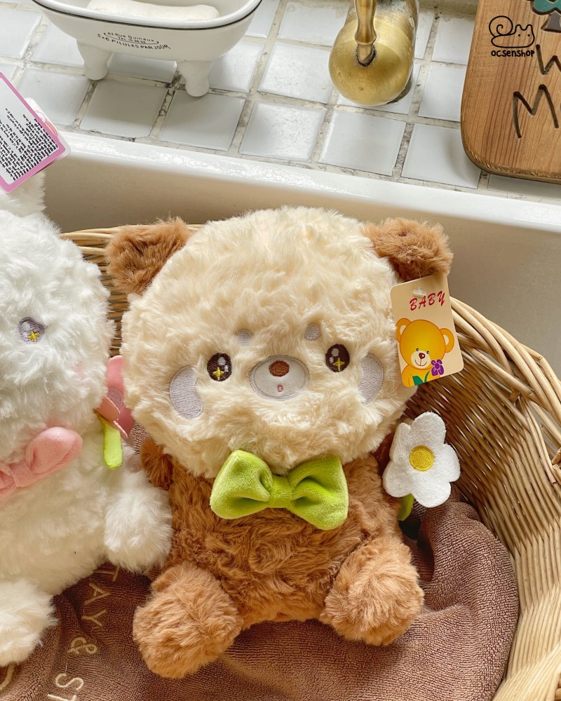 Động vật bông đeo nơ cầm hoa (20cm)