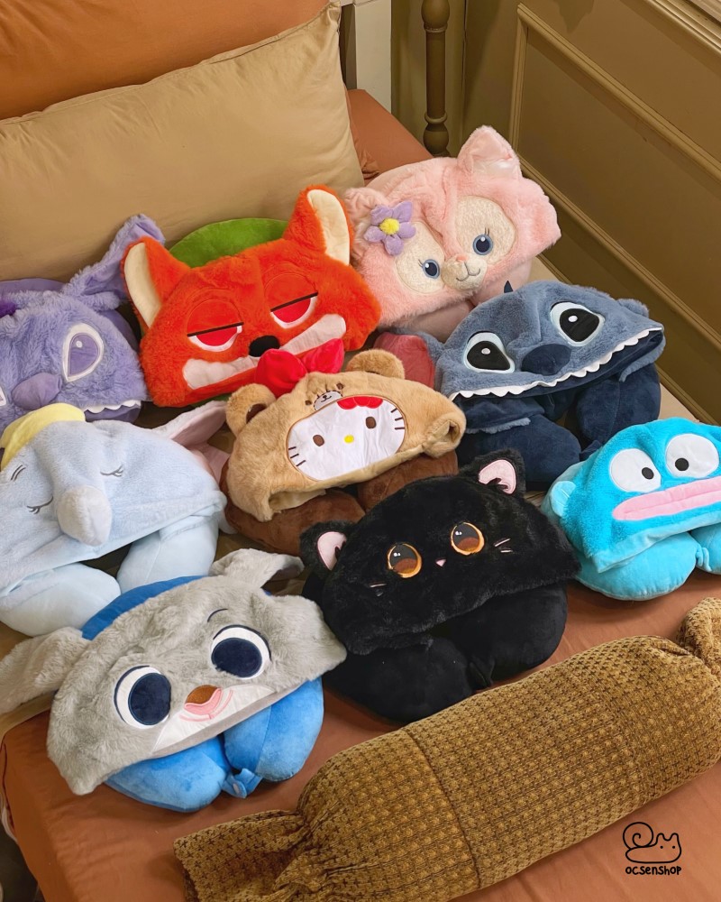 Gối kê cổ kèm mũ cartoon