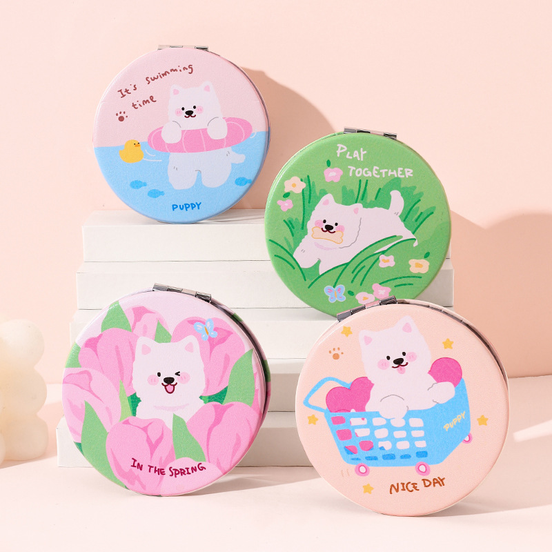 Gương bọc da 2 mặt tròn Puppy